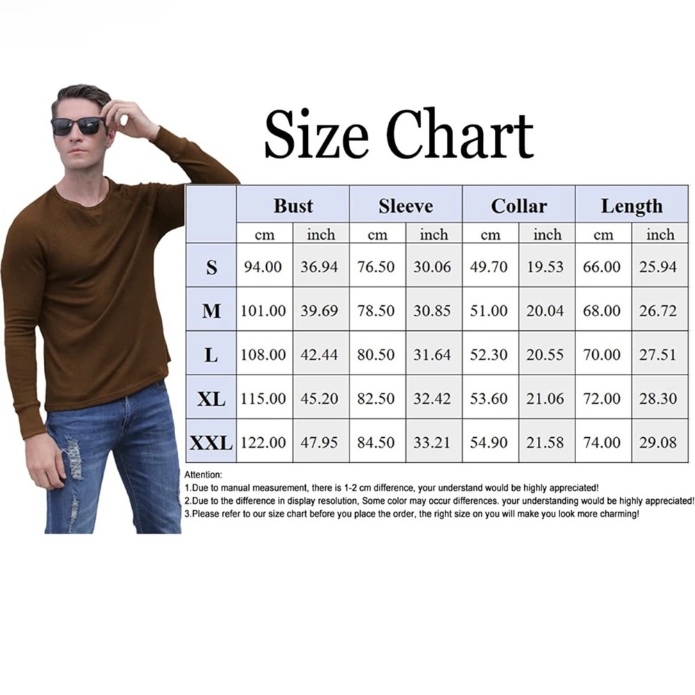 Men's Casual Long Sleeve Crew Neck Waffle Shirts Lightweight Knit Pullover Tops